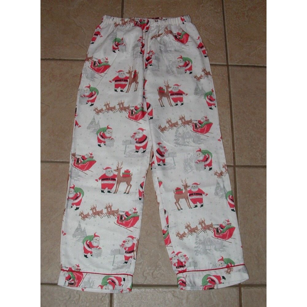 Unisex Kids Sz 10 Christmas Holiday SANTA CLAUS Pull On Sleep Pant POTTERY BARN
